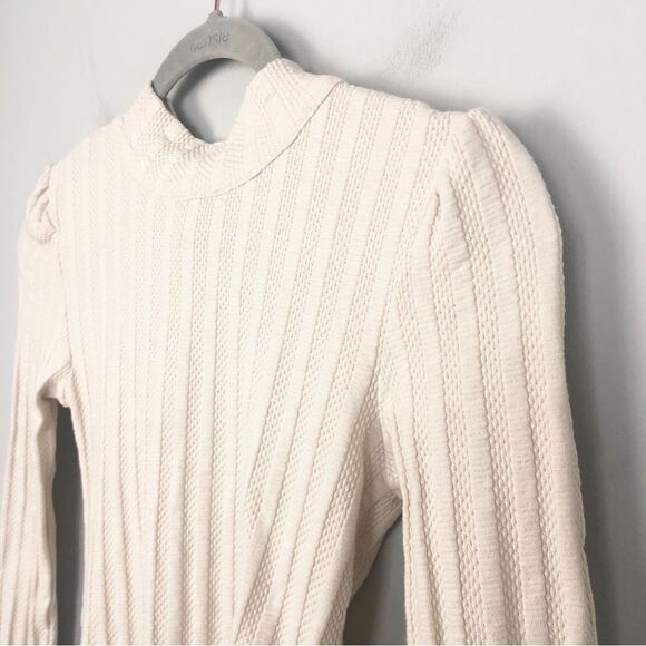 Free People Cream Blouse with Navy Scarf Detail - Picture 7 of 12